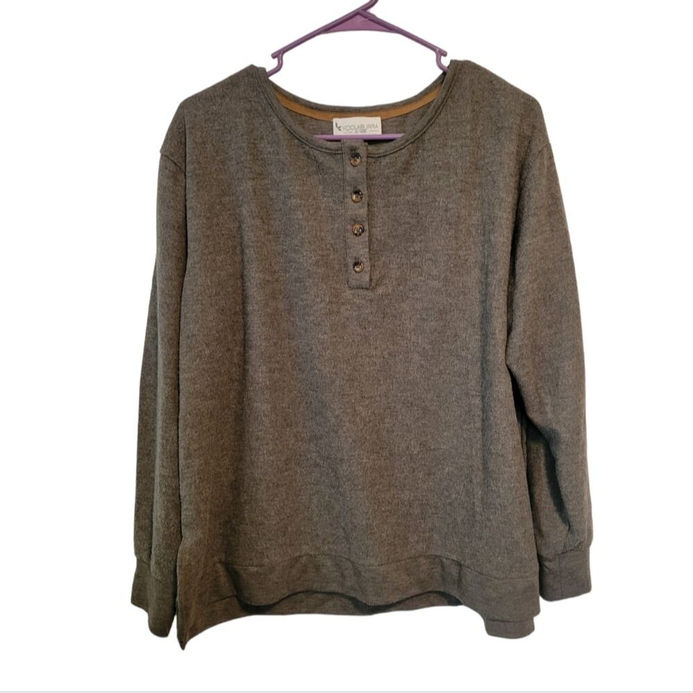 Koolaburra By Ugg Gray Super Soft Brushed Rib Hen… - image 1